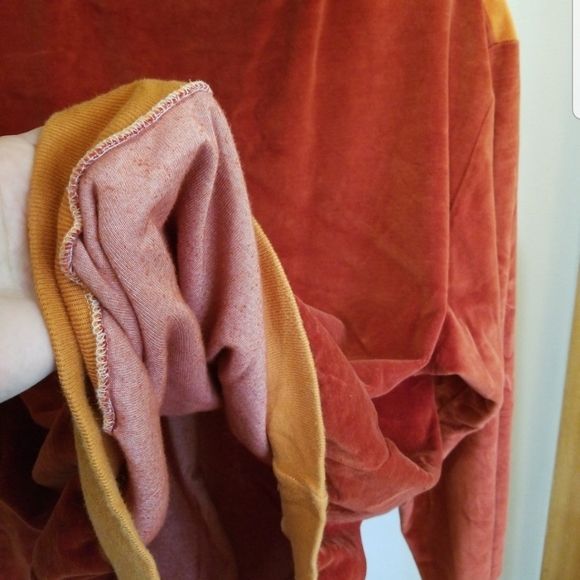 Vintage Handmade Velour Quarter Zip Top Burnt Orange M - Picture 7 of 8